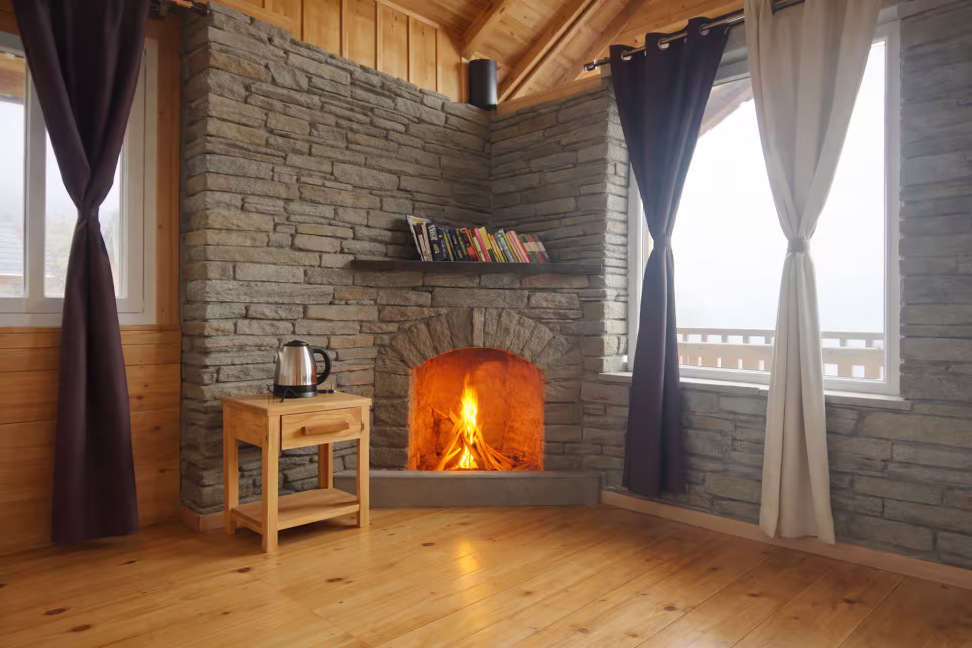 Room with fireplace